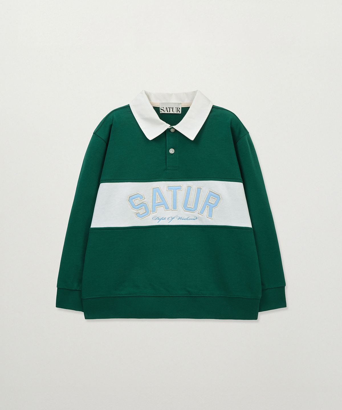 세터 키즈(SATUR KIDS) (K) 컬러 블록 칼라 스웨트셔츠 딥 그린