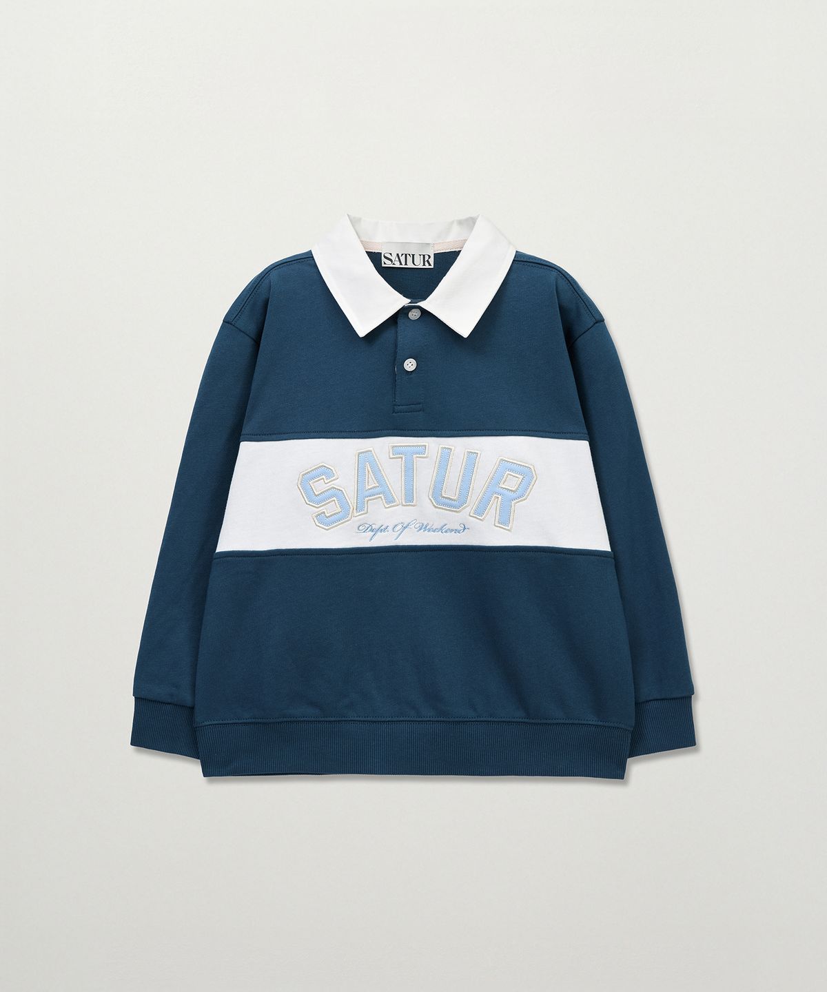 세터 키즈(SATUR KIDS) (K) 컬러 블록 칼라 스웨트셔츠 네이비
