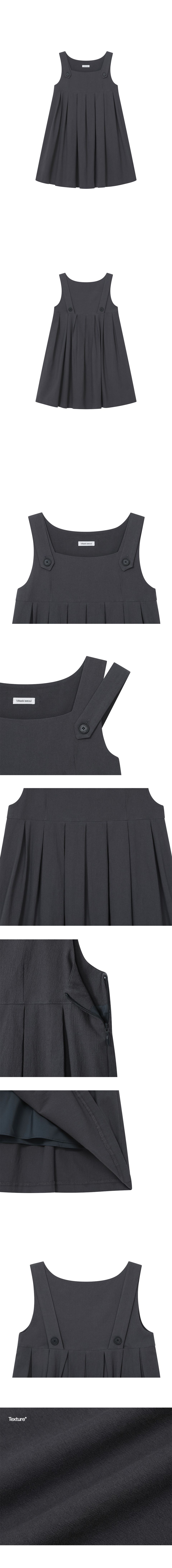 MUSINSA | MISEKI SEOUL Pleats button doll dress CHARCOAL