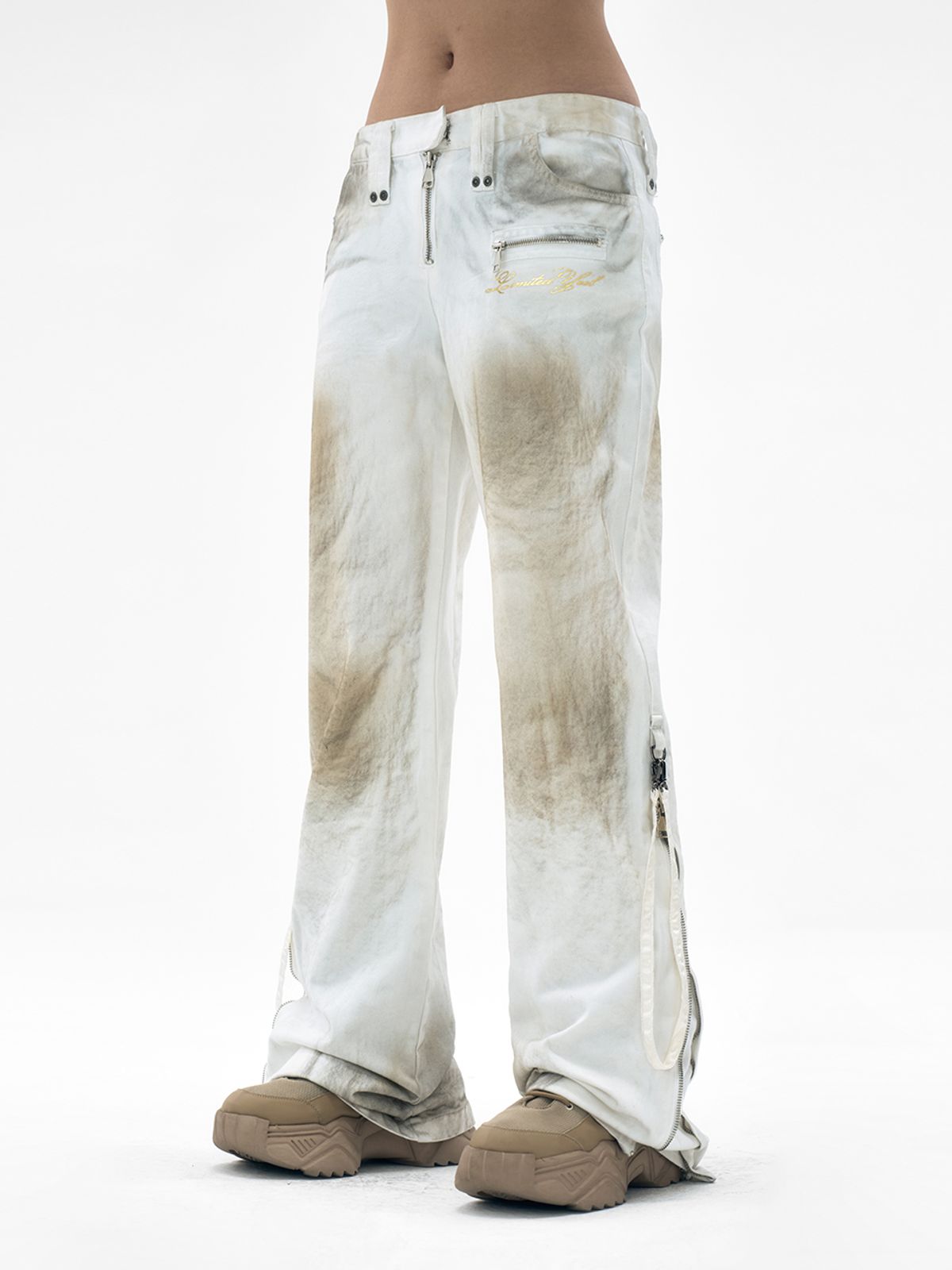 와이이이엘(YEEL) DIRTY WASHED ZIPPER PANTS WHITE