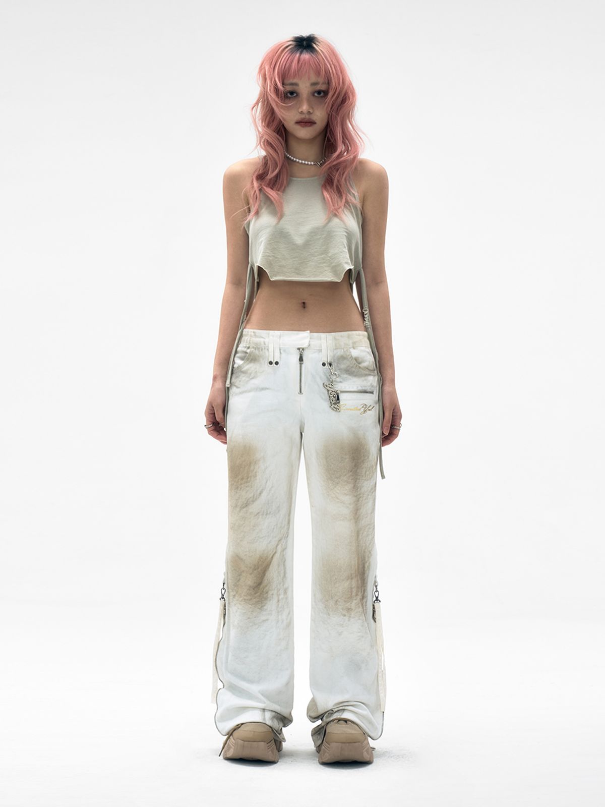 와이이이엘(YEEL) DIRTY WASHED ZIPPER PANTS WHITE