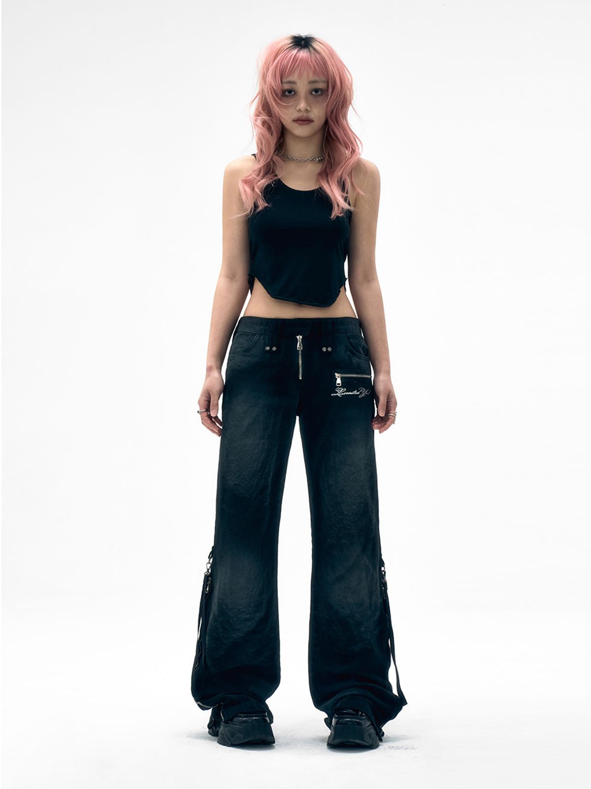 와이이이엘(YEEL) DIRTY WASHED ZIPPER PANTS BLACK