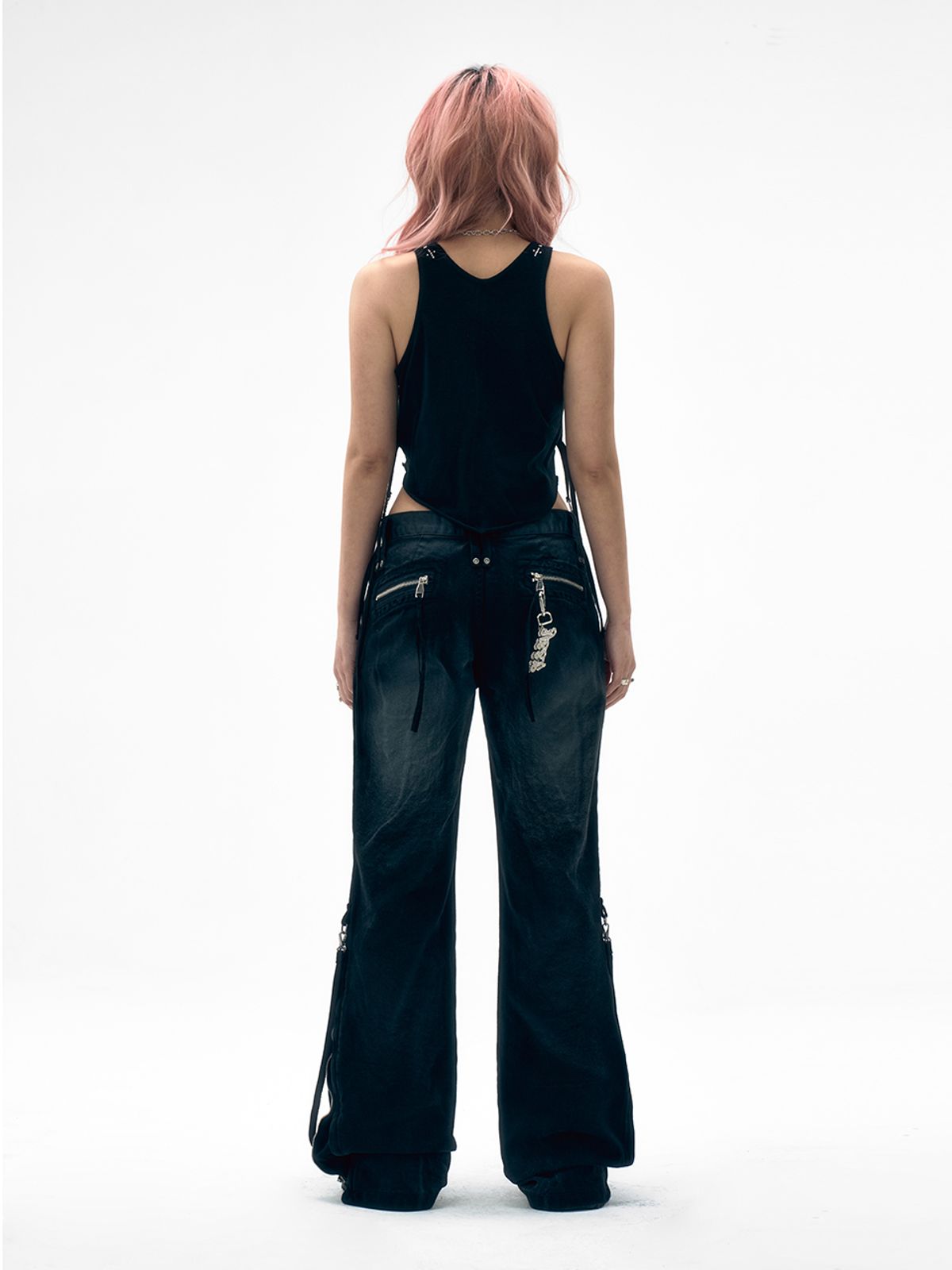 와이이이엘(YEEL) DIRTY WASHED ZIPPER PANTS BLACK