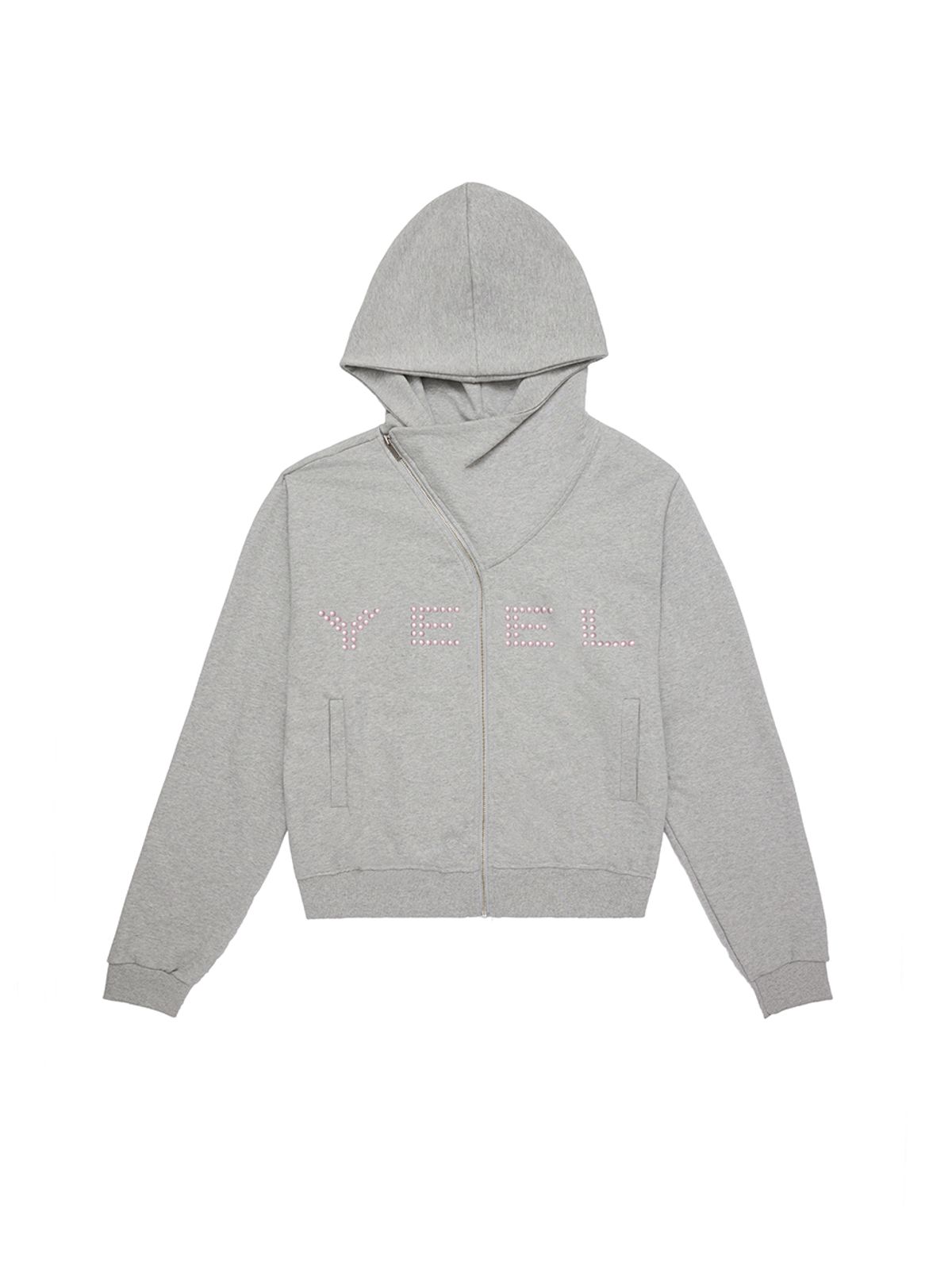 와이이이엘(YEEL) STUDDED Y ZIP-UP HOODIE GREY
