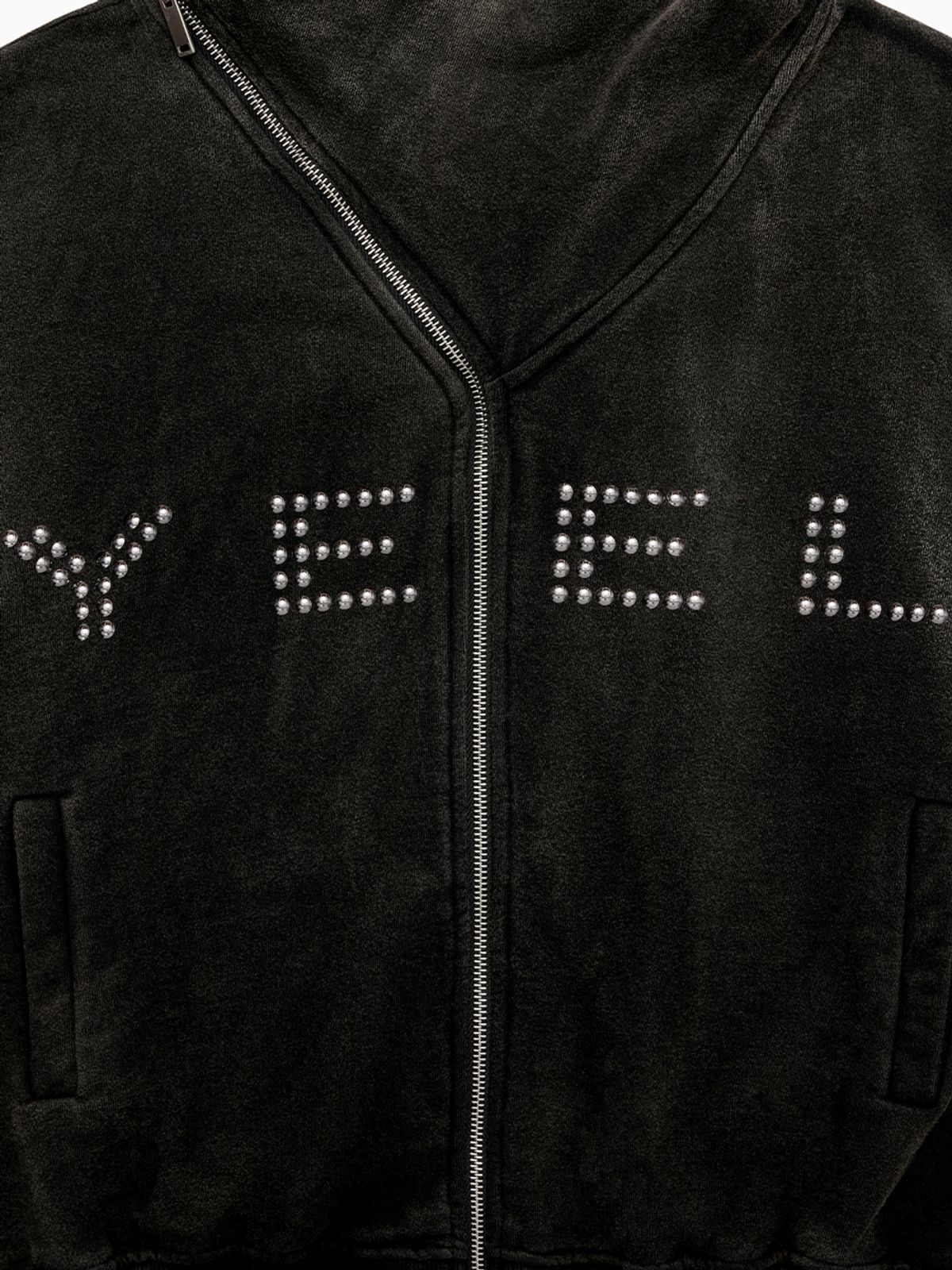 와이이이엘(YEEL) STUDDED Y ZIP-UP HOODIE BLACK