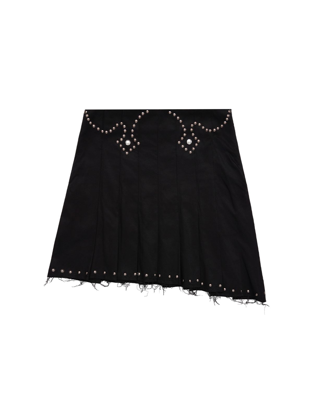 와이이이엘(YEEL) STUDDED PLEATED MIDI SKIRT BLACK