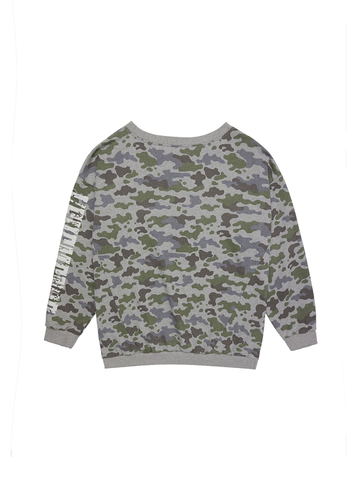 와이이이엘(YEEL) YL STUDDED OFF-SHOULDER SWEATSHIRT CAMO GREY