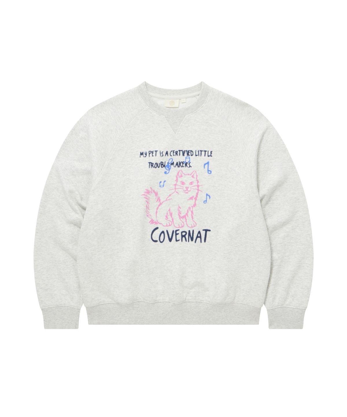 커버낫 우먼(COVERNAT WOMAN) 우먼 캣 그래픽 맨투맨 헤더 그레이