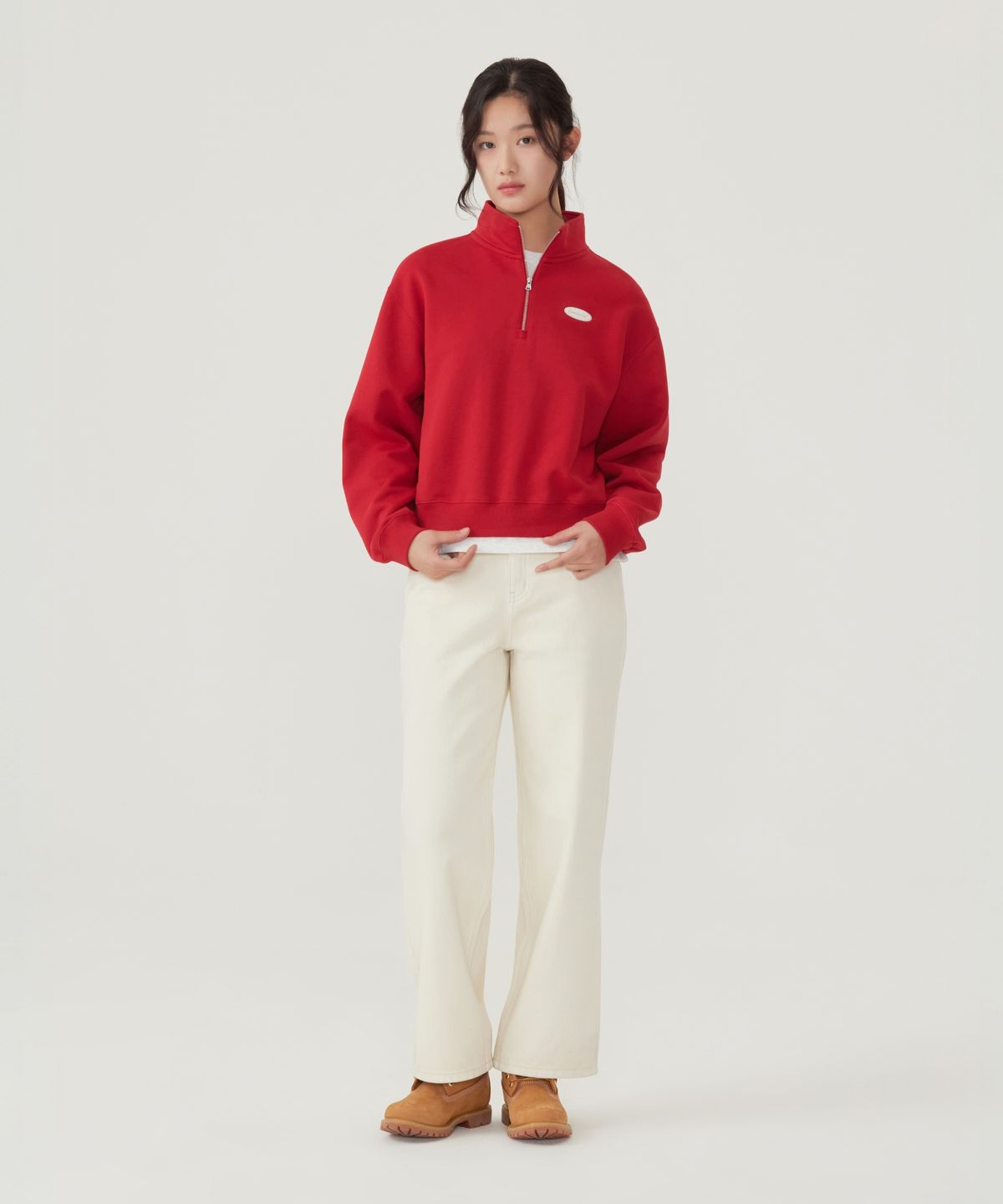 커버낫 우먼(COVERNAT WOMAN) 우먼 하프집업 맨투맨 레드
