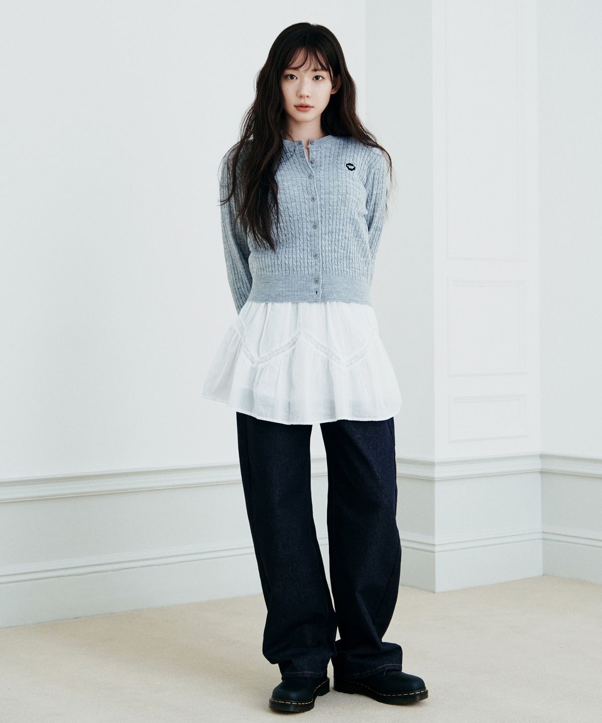 커버낫 우먼(COVERNAT WOMAN) 우먼 클로버하트 케이블 가디건 레드