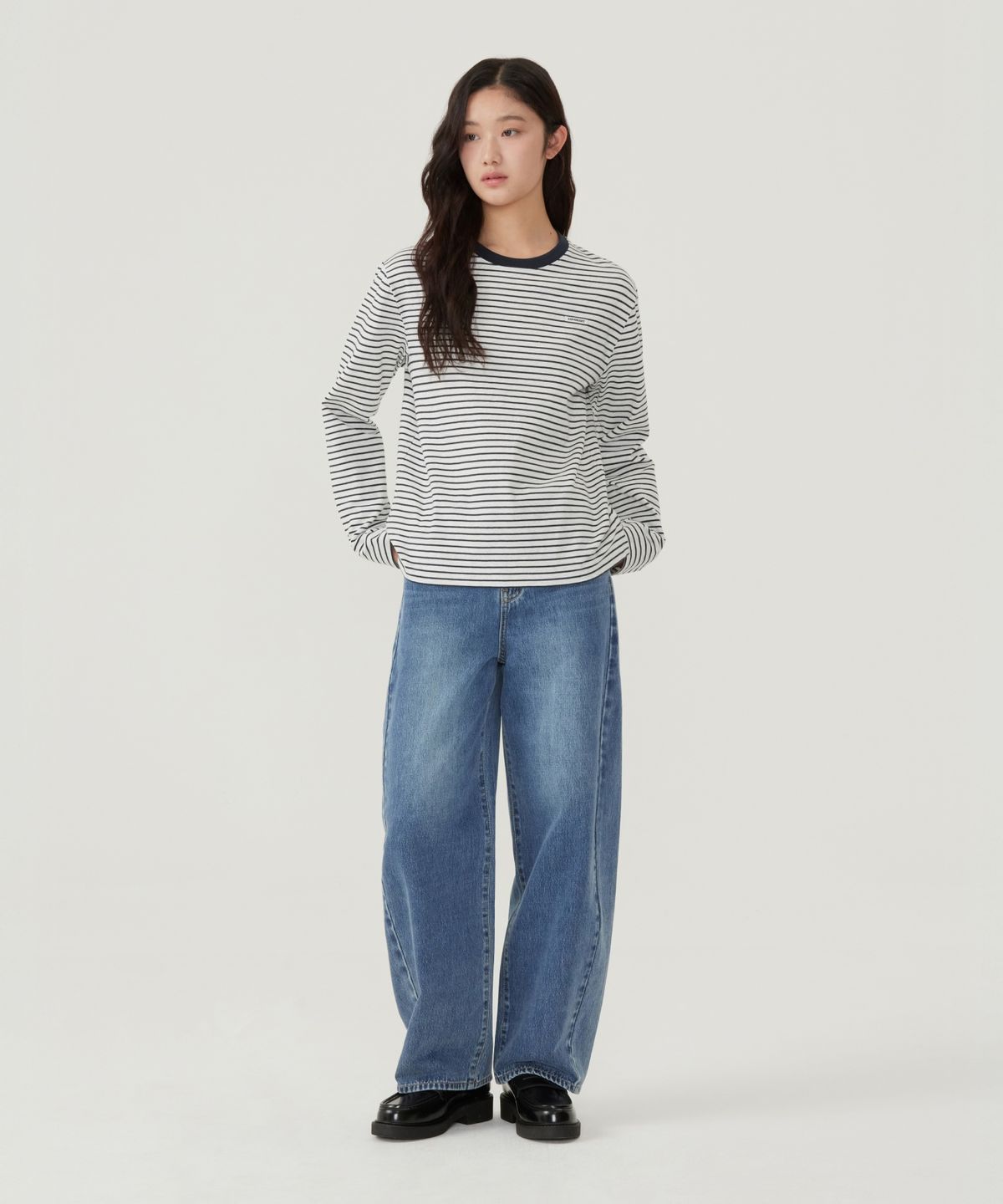 커버낫 우먼(COVERNAT WOMAN) 우먼 스트라이프 롱슬리브 아이보리