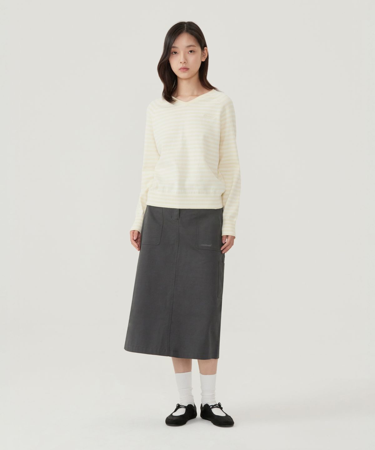 커버낫 우먼(COVERNAT WOMAN) 우먼 퍼티그 스커트 베이지