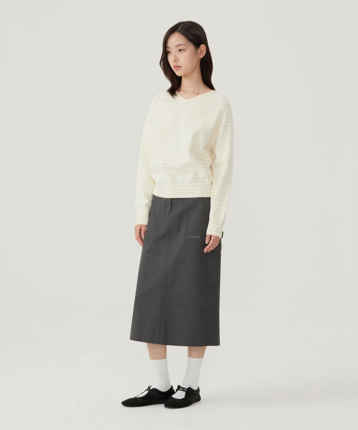 커버낫 우먼(COVERNAT WOMAN) 우먼 퍼티그 스커트 베이지
