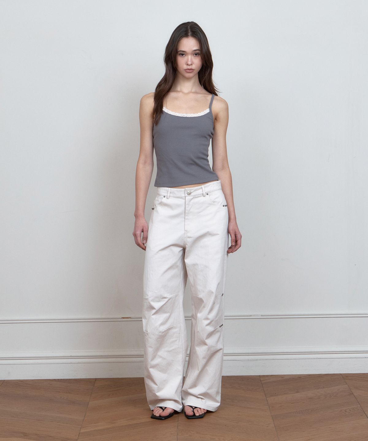 큐리티(CURETTY) C STUDDED WIDE CHINO PANTS_IVORY