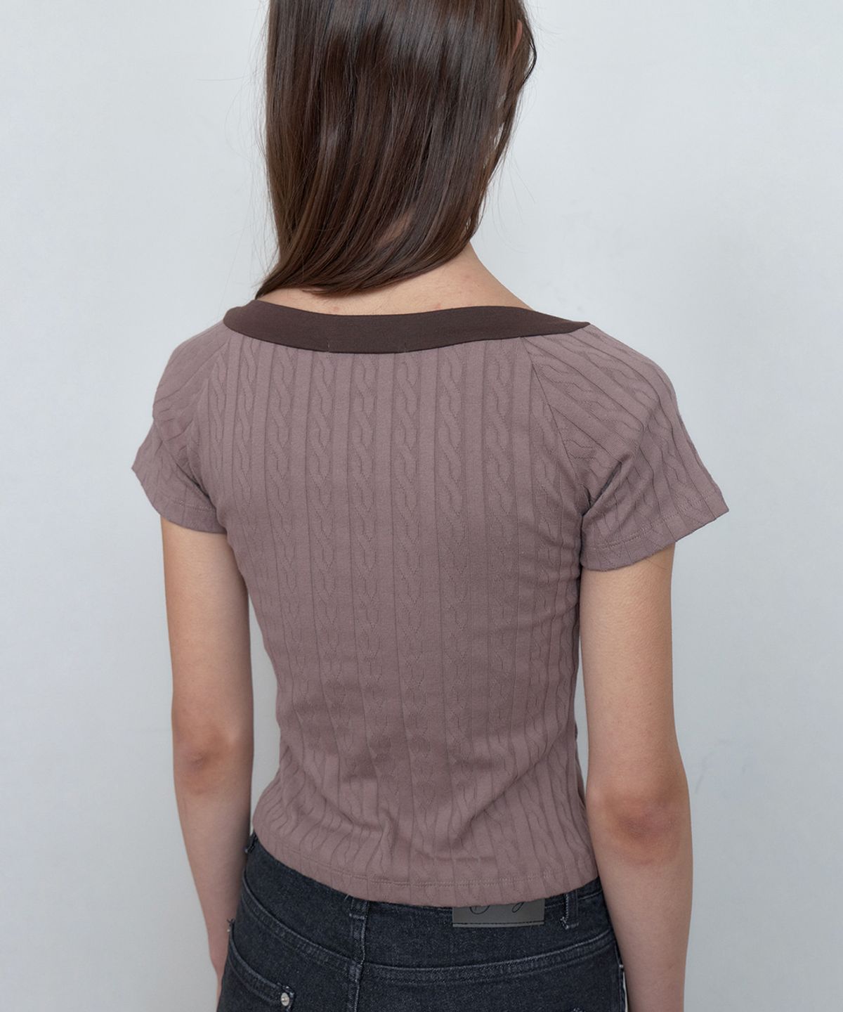큐리티(CURETTY) C CABLE BOAT-NECK T-SHIRT_BROWN