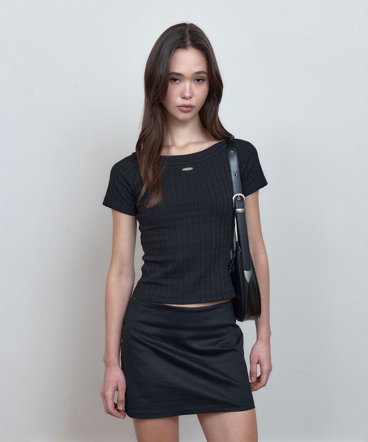 큐리티(CURETTY) C CABLE BOAT-NECK T-SHIRT_BLACK