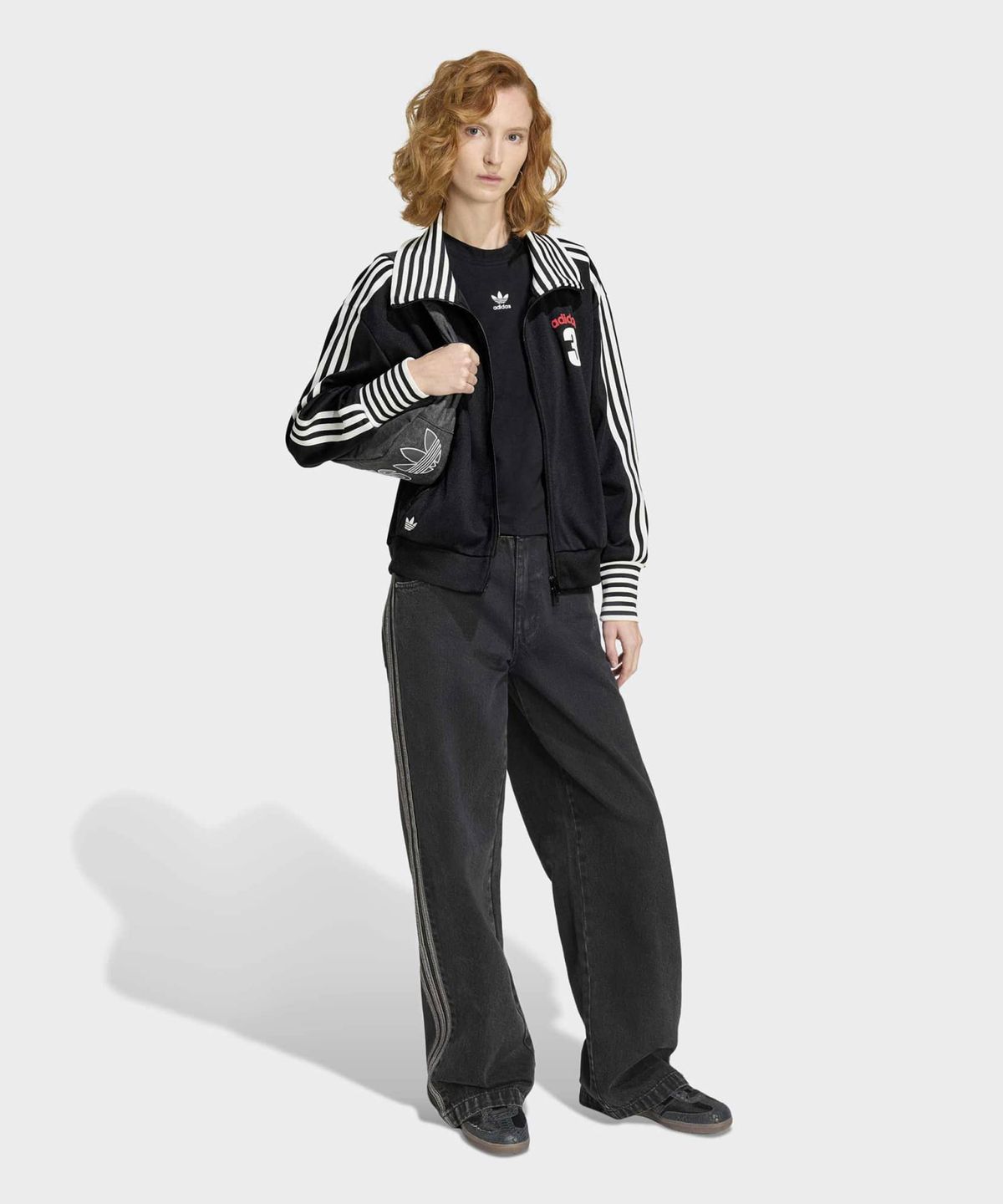아디다스(ADIDAS) 빈티지 베켄바우어 스트라이프 리브 트랙탑 - 블랙 / KW2054