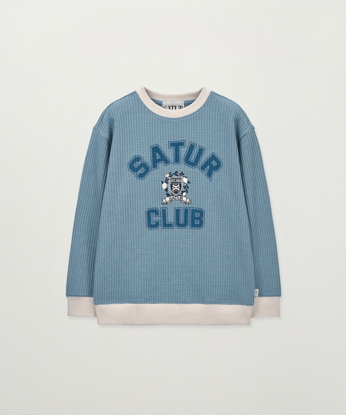 세터 키즈(SATUR KIDS) (K) 컬러 블록 와플 스웨트셔츠 블루