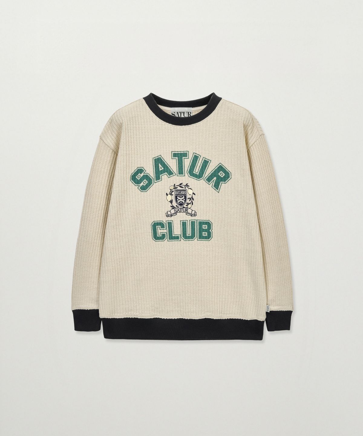 세터 키즈(SATUR KIDS) (K) 컬러 블록 와플 스웨트셔츠 크림