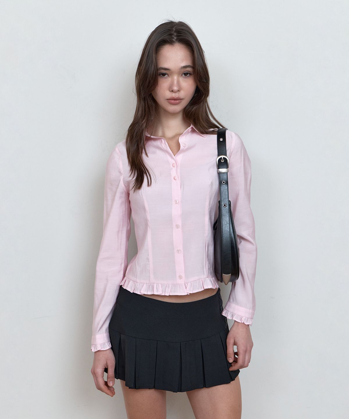 큐리티(CURETTY) C ROSE BUTTON FRILL BLOUSE_PINK