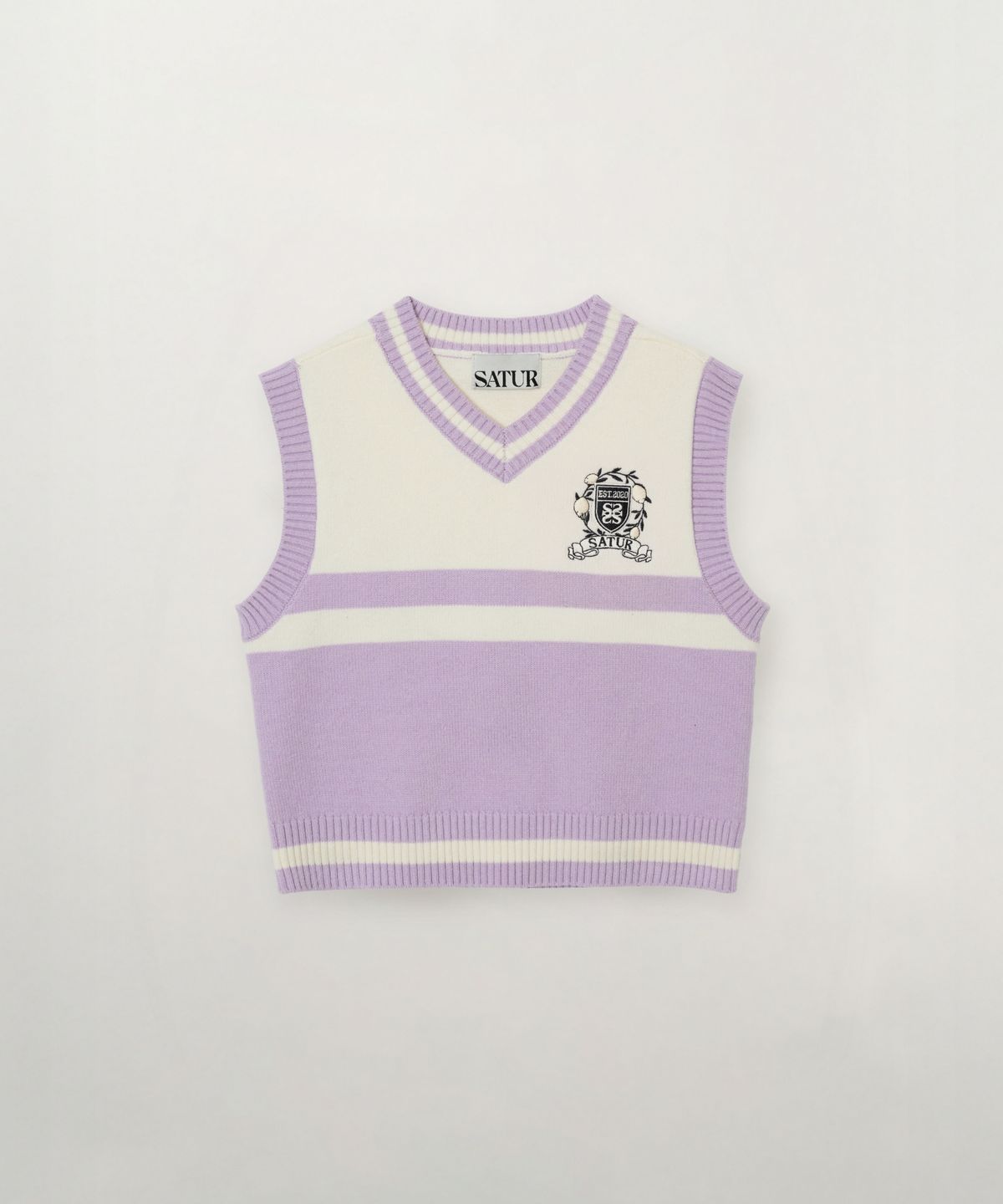 세터 키즈(SATUR KIDS) (K) 컬러 블록 브이넥 베스트 라벤더