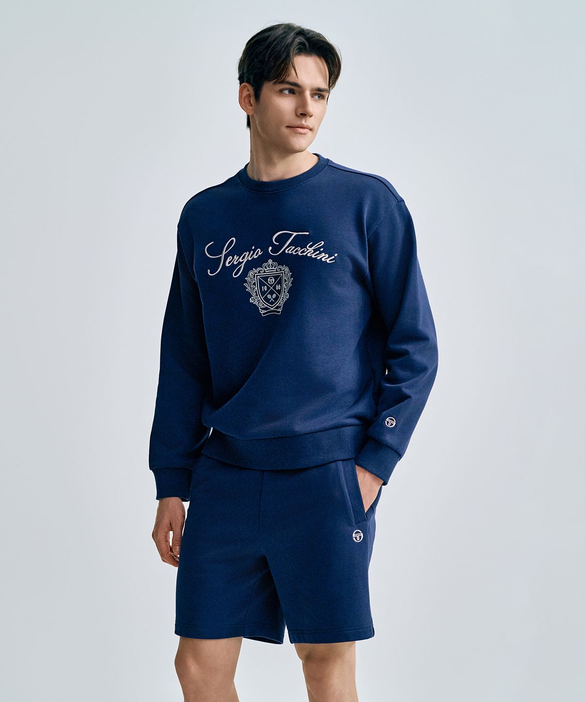 세르지오 타키니(SERGIO TACCHINI) U 쿠쉬라이트 프렌치 클래식 맨투맨 (Navy)