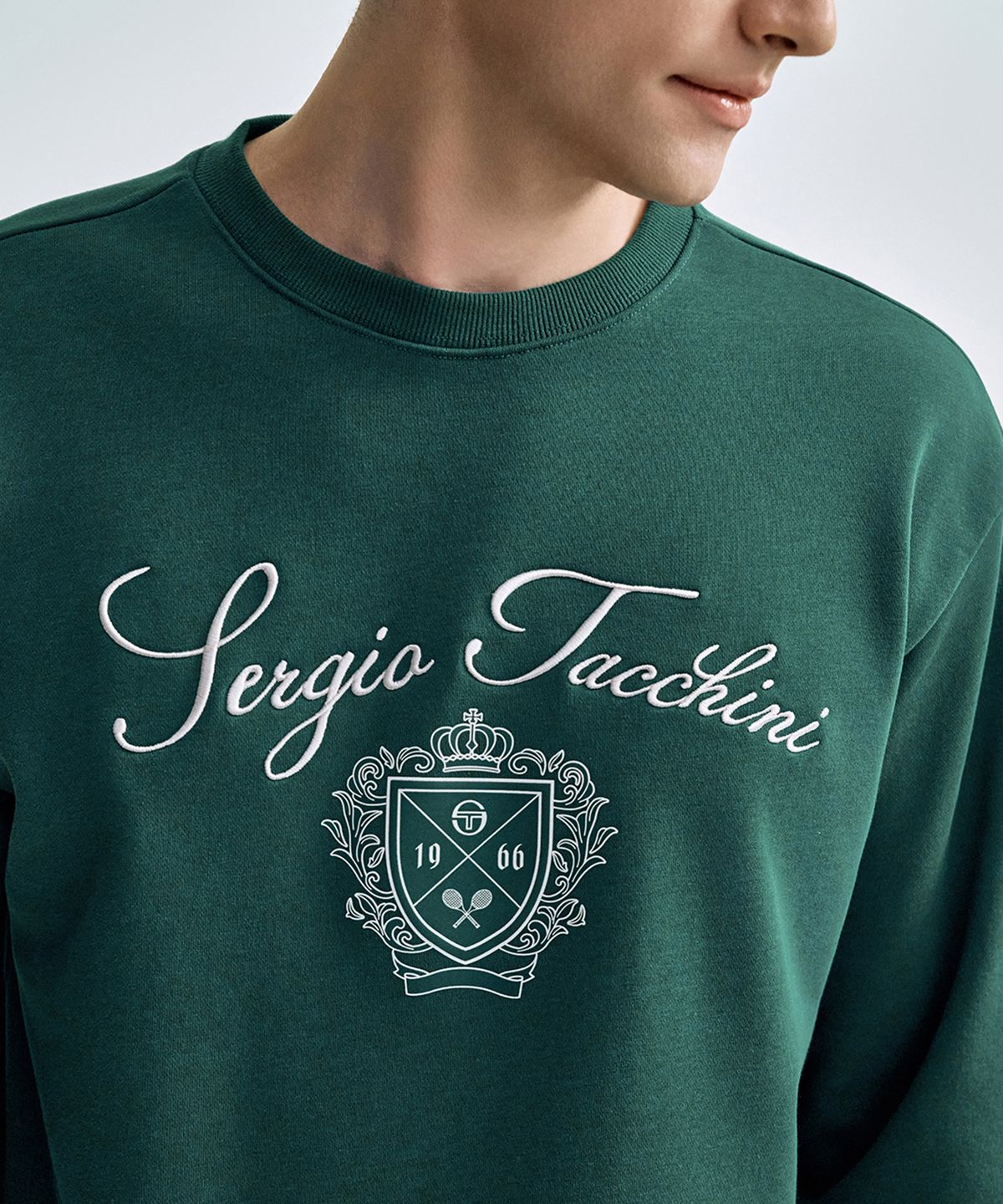 세르지오 타키니(SERGIO TACCHINI) U 쿠쉬라이트 프렌치 클래식 맨투맨 (D.Green)