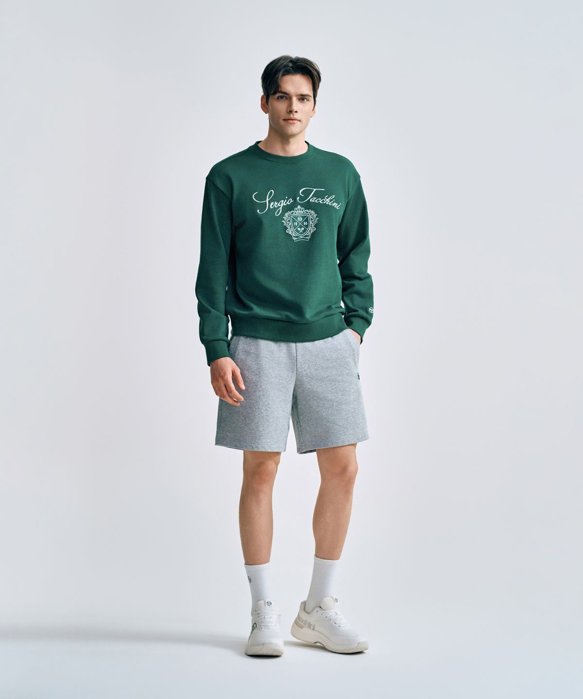 세르지오 타키니(SERGIO TACCHINI) U 쿠쉬라이트 프렌치 클래식 맨투맨 (D.Green)