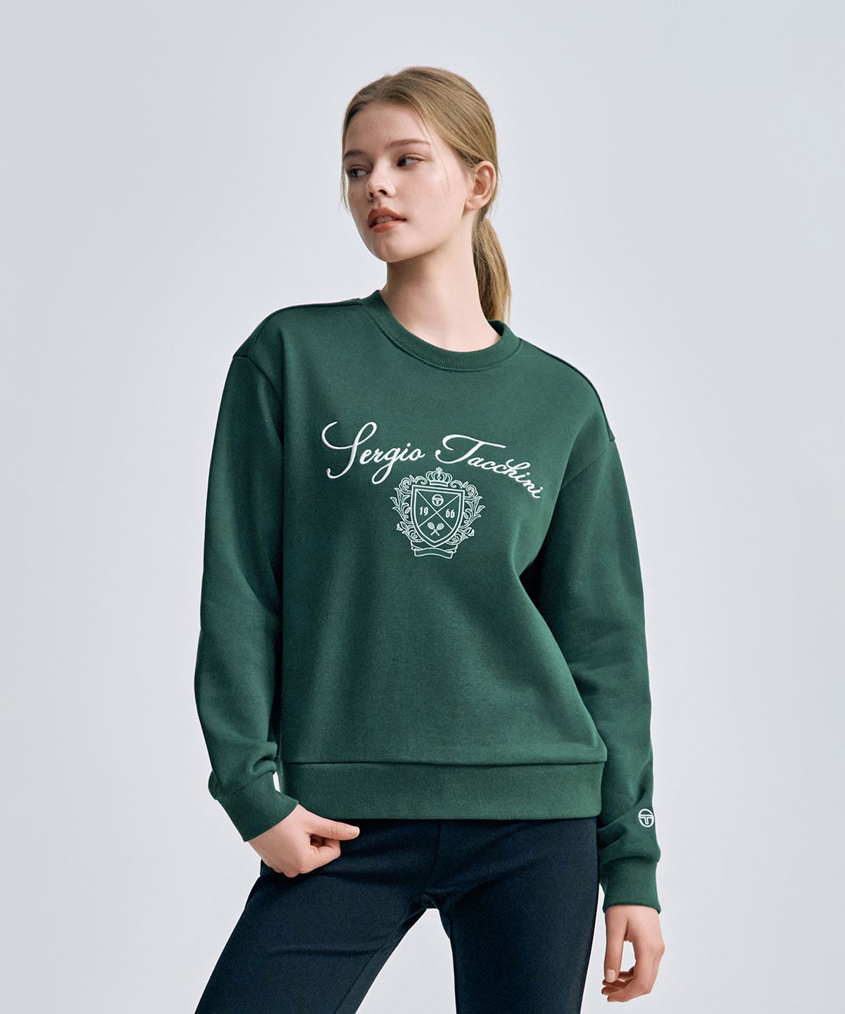 세르지오 타키니(SERGIO TACCHINI) U 쿠쉬라이트 프렌치 클래식 맨투맨 (D.Green)