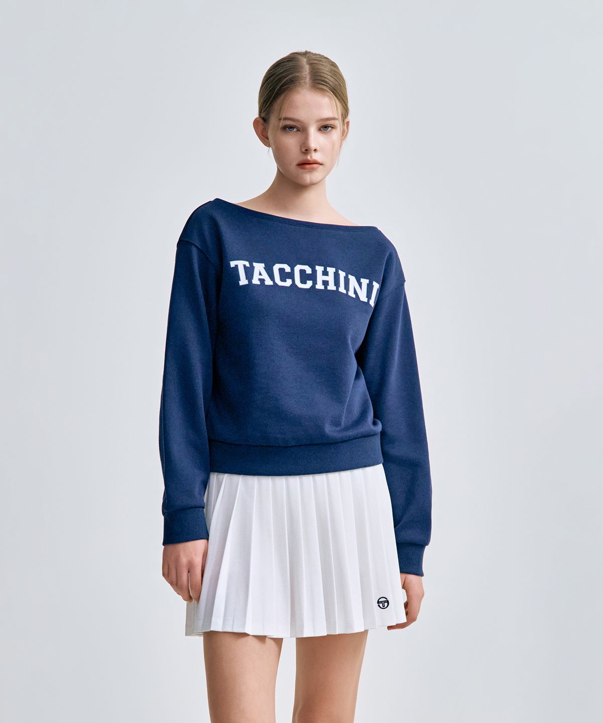 세르지오 타키니(SERGIO TACCHINI) W 쿠쉬라이트 프렌치 보트넥 맨투맨 (Navy)