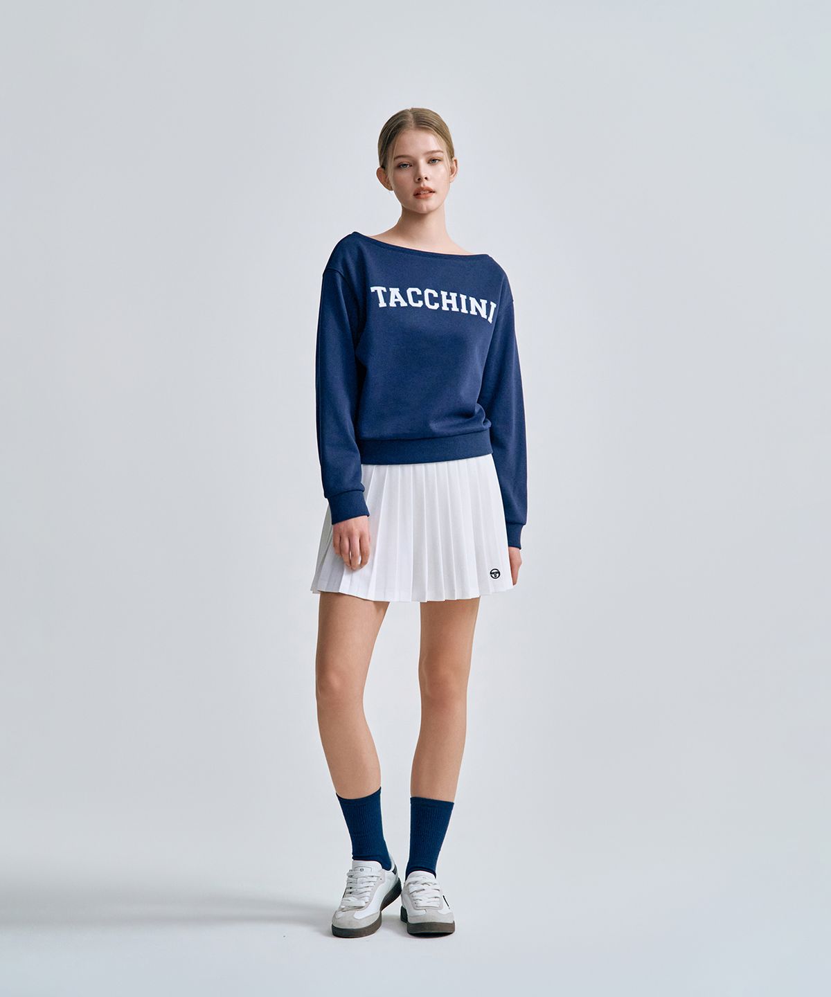 세르지오 타키니(SERGIO TACCHINI) W 쿠쉬라이트 프렌치 보트넥 맨투맨 (Navy)