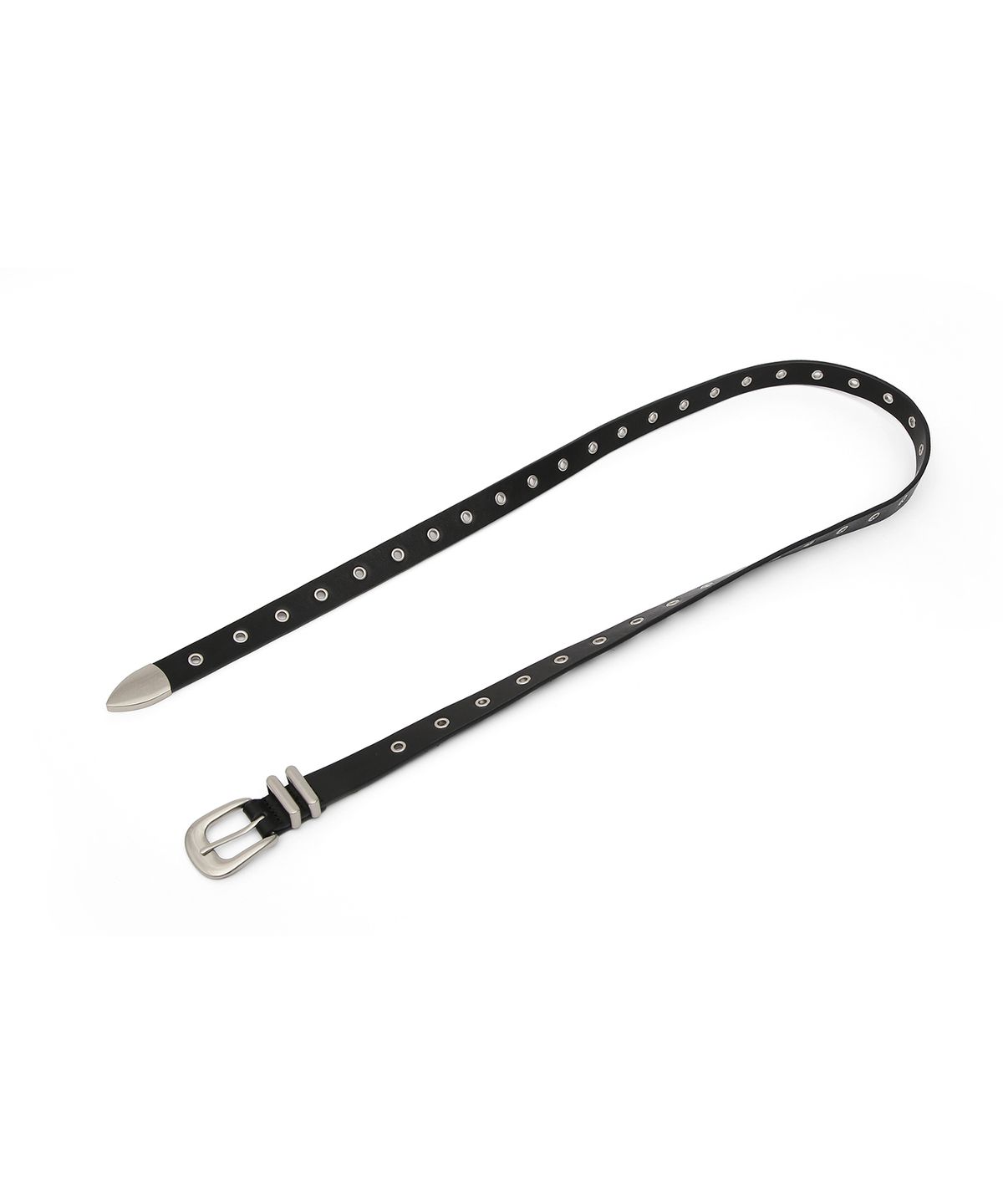 언더컨트롤 스튜디오(UNDERCONTROL STUDIO) 아일렛 소가죽 롱 벨트 LONG WESTERN BELT / EYELET / BLACK