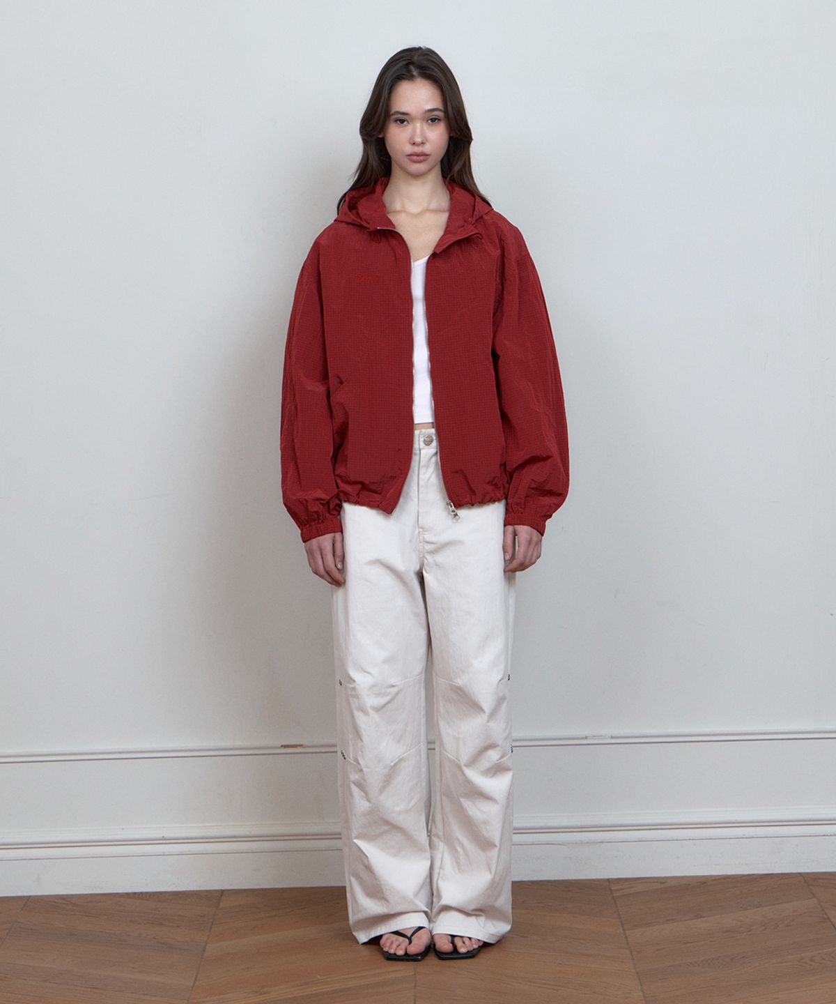 큐리티(CURETTY) C ROUNDED PANEL CHECK JUMPER_RED