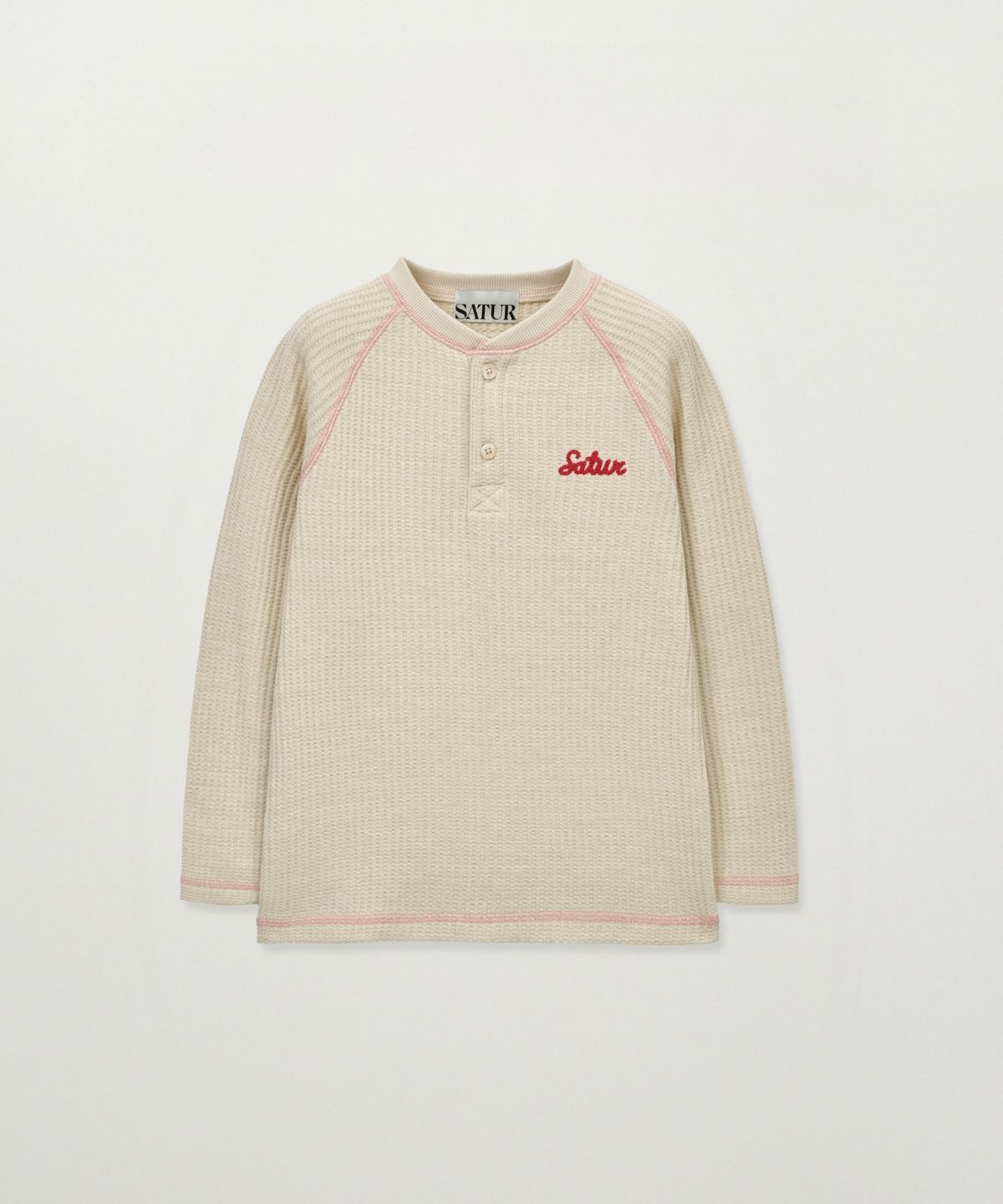 세터 키즈(SATUR KIDS) (K) 와플 헨리넥 티셔츠 크림