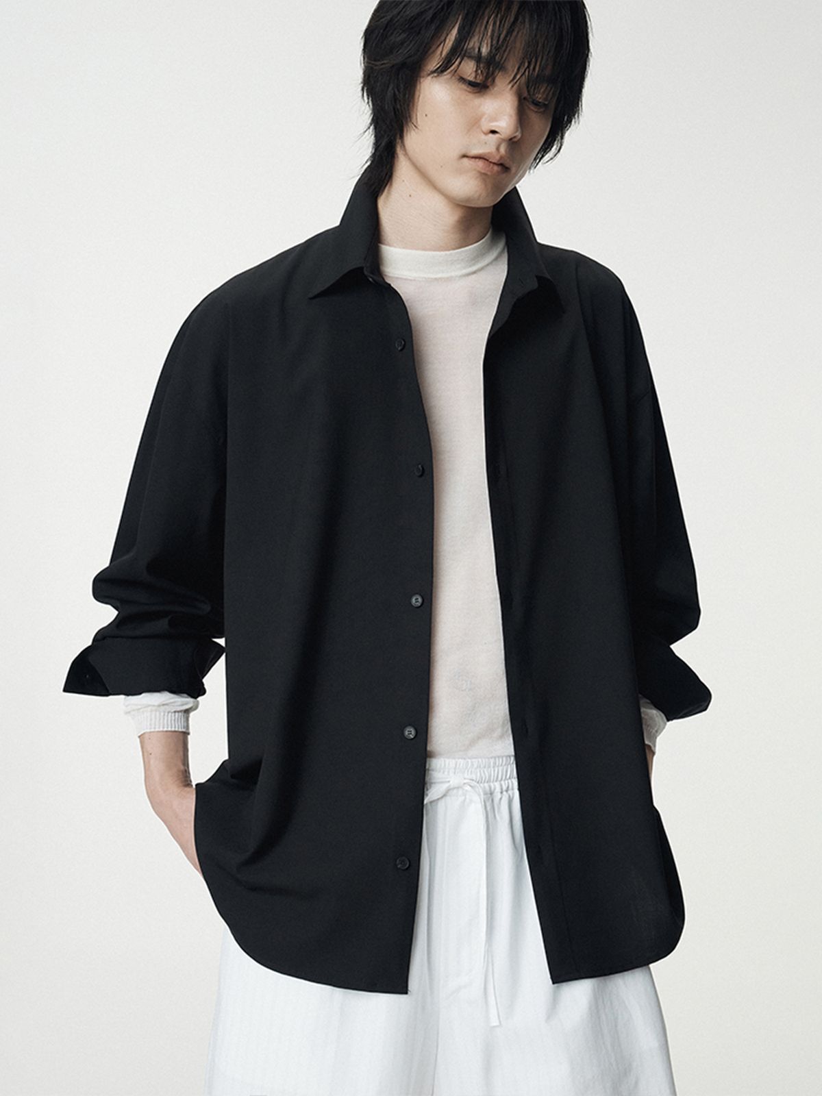 우마뭉(UMARMUNG) Tropical Wool Shirts Jacket_Black