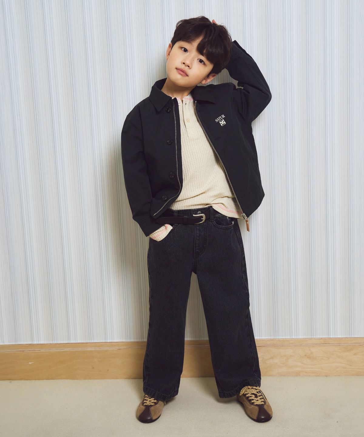 세터 키즈(SATUR KIDS) (K) 테오 코튼 나일론 코치 자켓 블랙