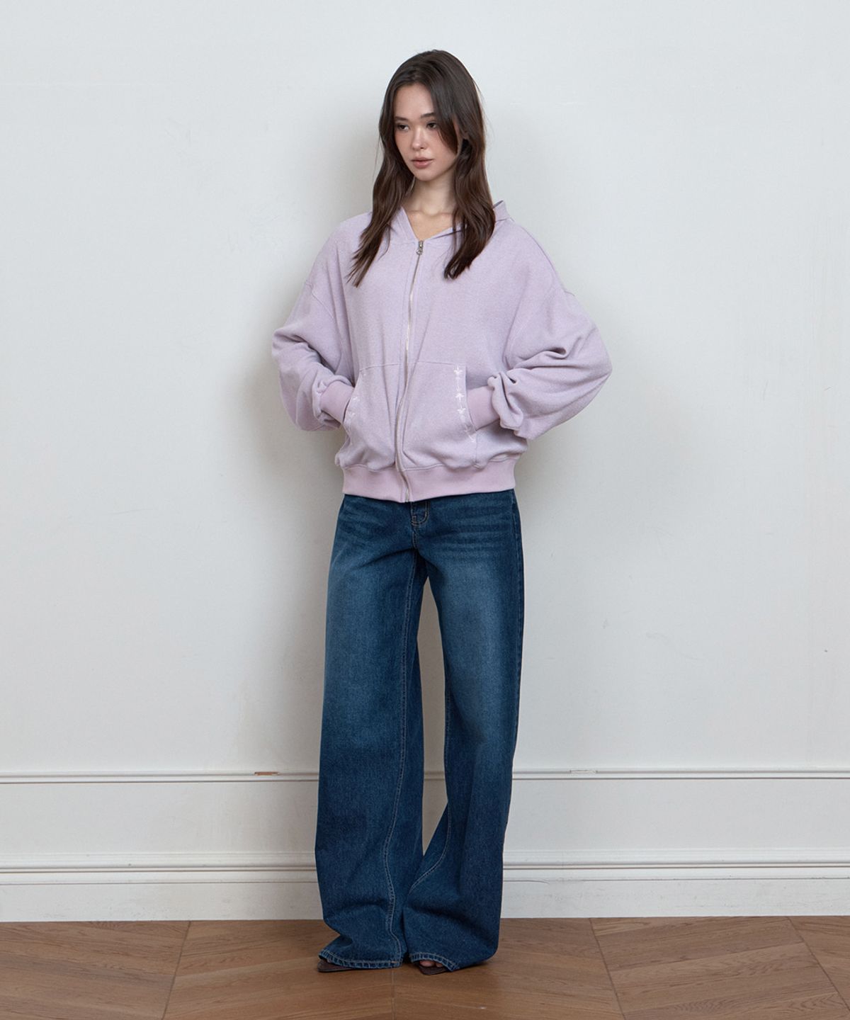 큐리티(CURETTY) C HOODED KNIT ZIP-UP_PINK