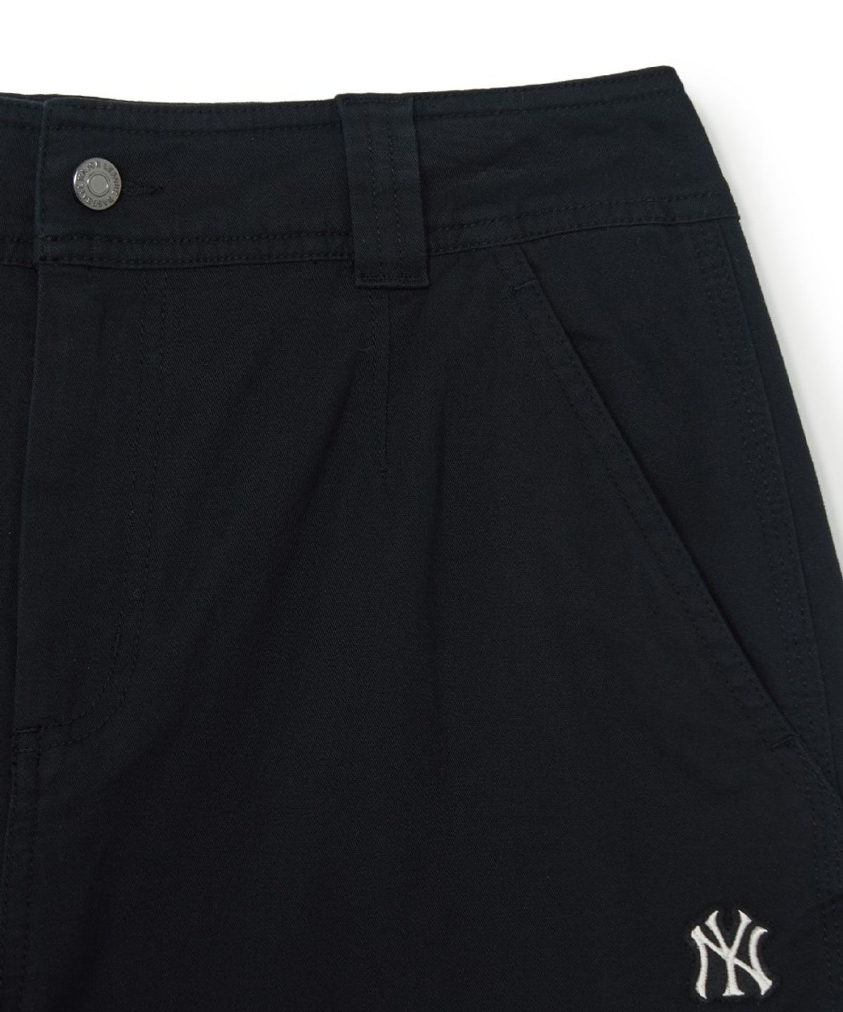 엠엘비(MLB) 빈티지 워싱코튼 카펜터 커브드 와이드 팬츠 NY (Black)
