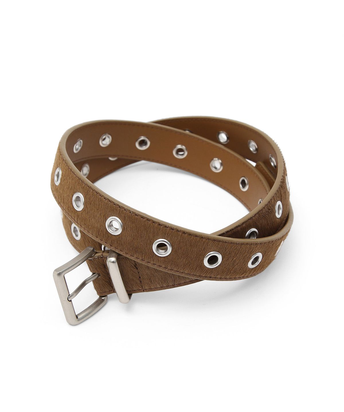언더컨트롤 스튜디오(UNDERCONTROL STUDIO) 아일렛 송치 벨트 HAIRCALF BELT / EYELET / BROWN