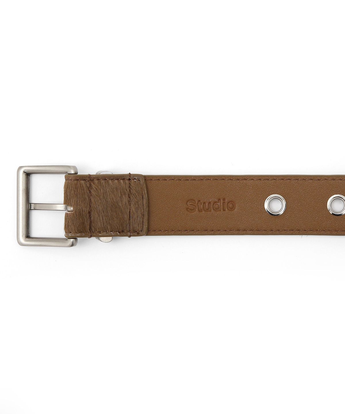언더컨트롤 스튜디오(UNDERCONTROL STUDIO) 아일렛 송치 벨트 HAIRCALF BELT / EYELET / BROWN