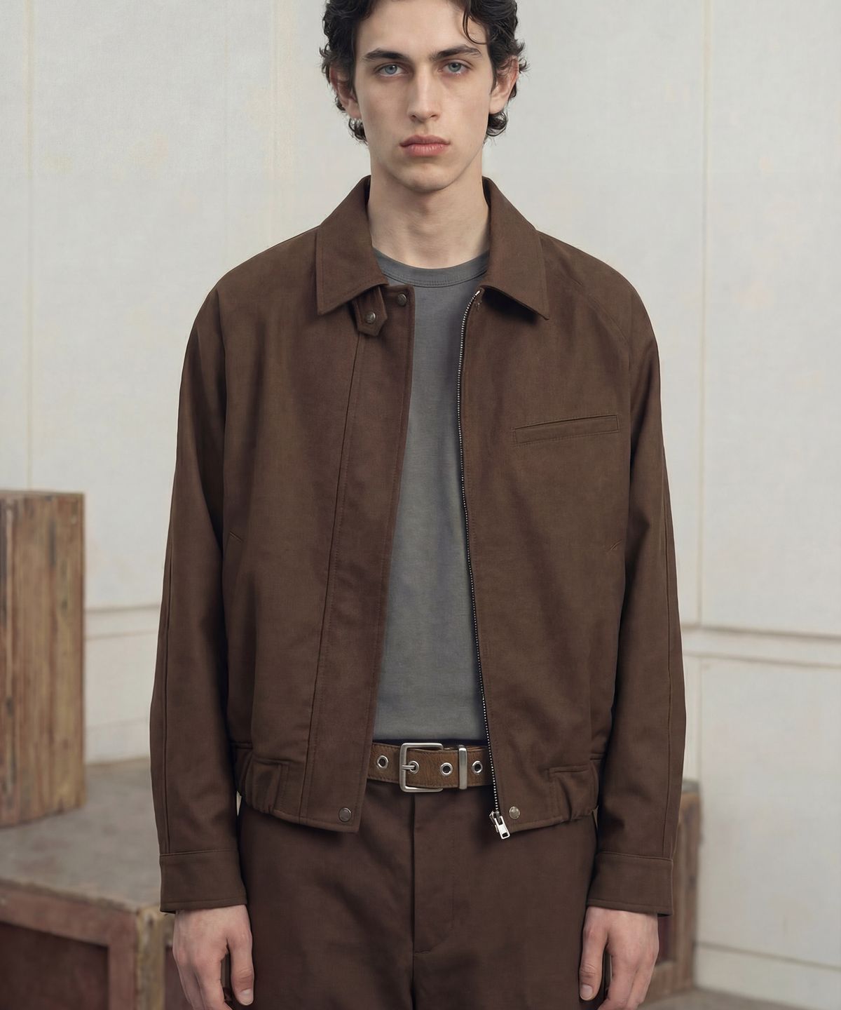 언더컨트롤 스튜디오(UNDERCONTROL STUDIO) 아일렛 송치 벨트 HAIRCALF BELT / EYELET / BROWN