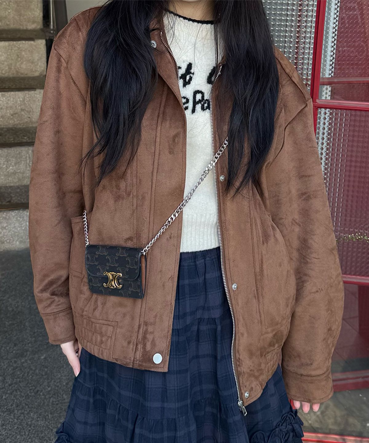 마리끌레르(MARIE CLAIRE) 절개 라인 스웨이드 블루종 점퍼(MAGAJP01MBR)