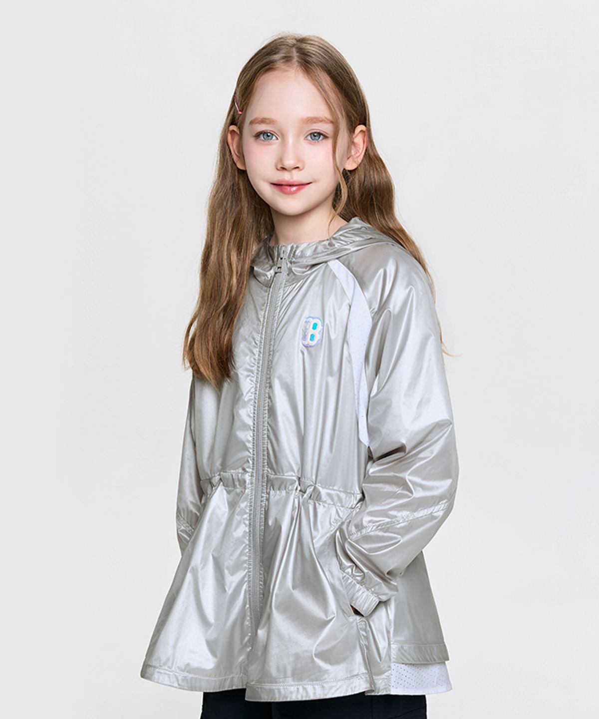 엠엘비 키즈(MLB KIDS) 걸즈 애슬레저 미드 바람막이 BOS (L.Silver)