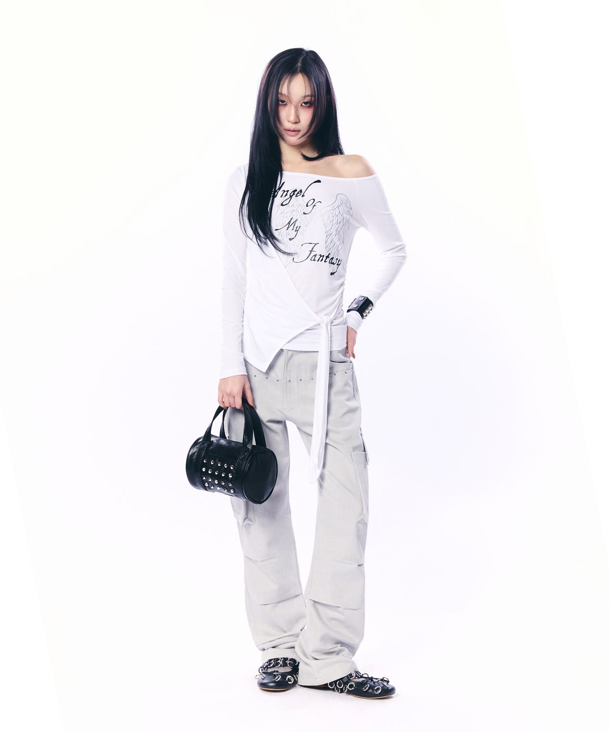 셋업이엑스이(SETUP-EXE) STUD MINI TOTE BAG /  BLACK