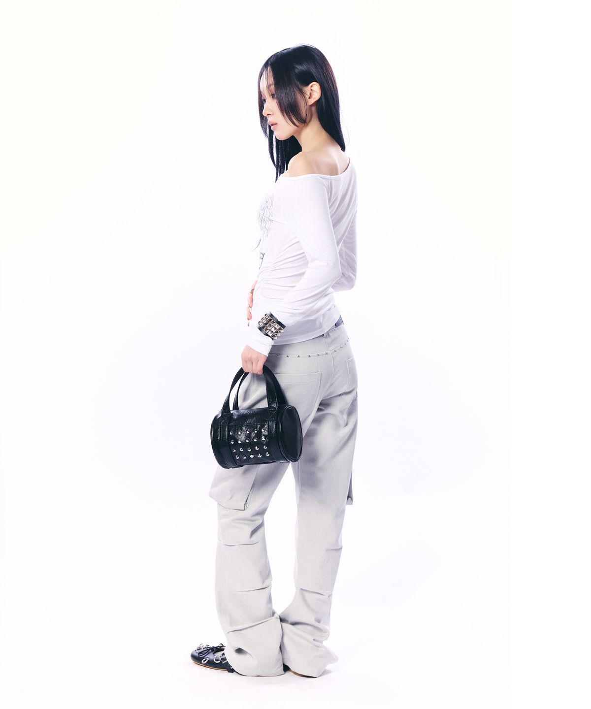 셋업이엑스이(SETUP-EXE) STUD MINI TOTE BAG /  BLACK