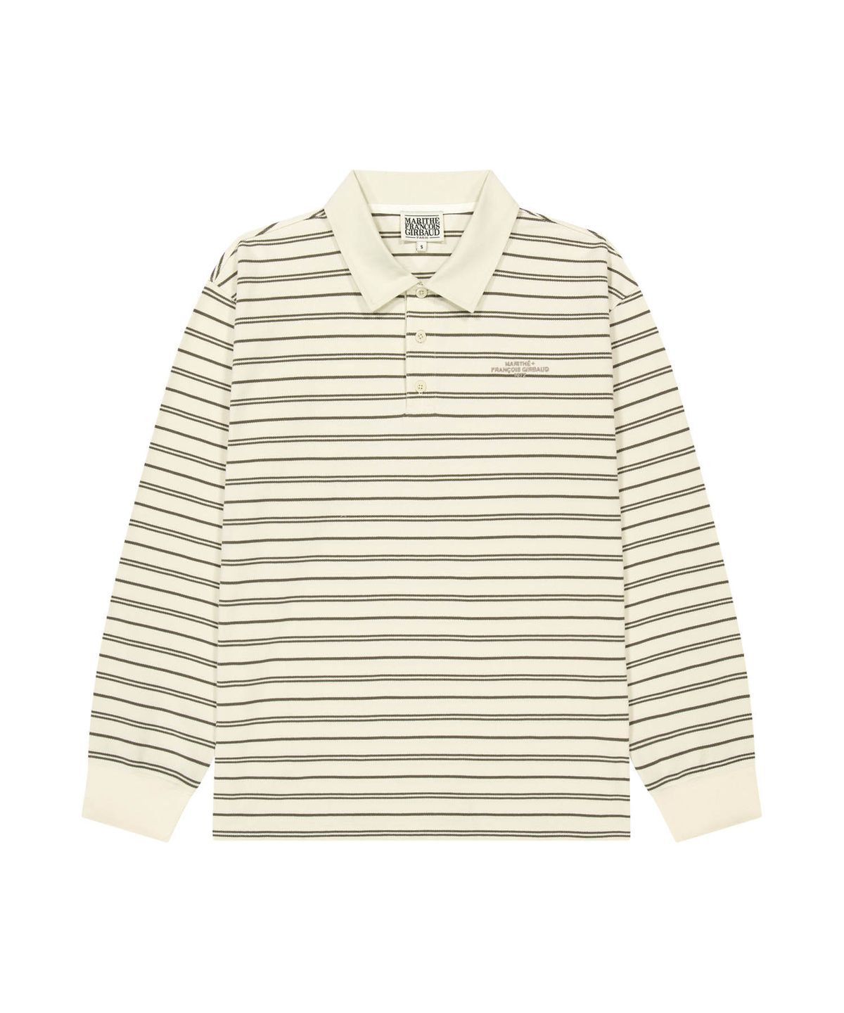 마리떼 프랑소와 저버(MARITHÉ + FRANҪOIS GIRBAUD) STRIPE PIQUE LONG SLEEVE TEE ivory