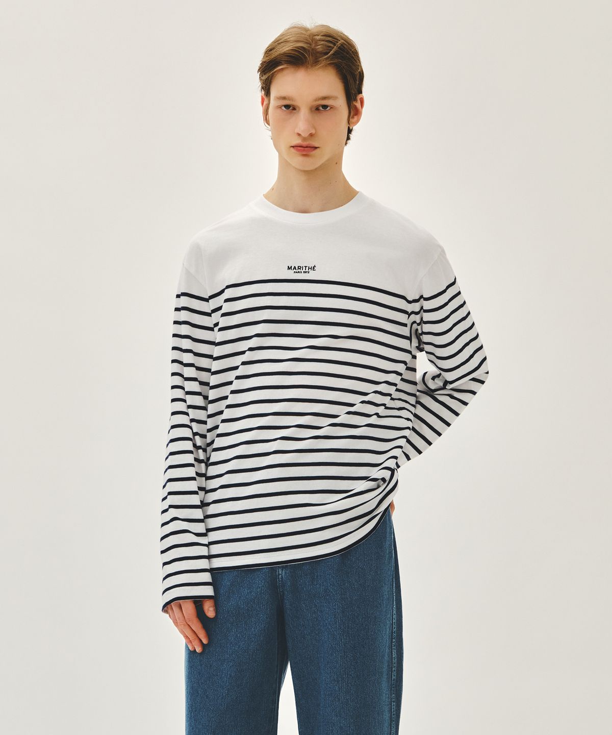 마리떼 프랑소와 저버(MARITHÉ + FRANҪOIS GIRBAUD) BLOCK STRIPE LONG SLEEVE TEE navy