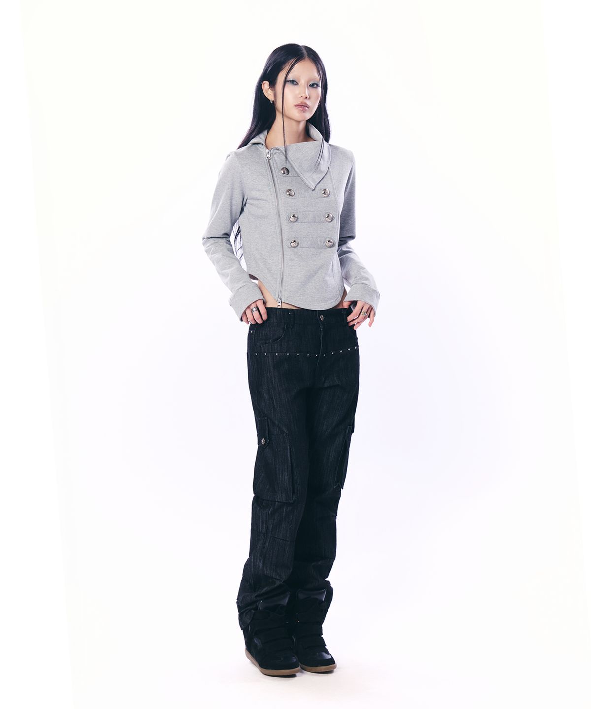 셋업이엑스이(SETUP-EXE) BOOTCUT CARGO PANTS / BLACK