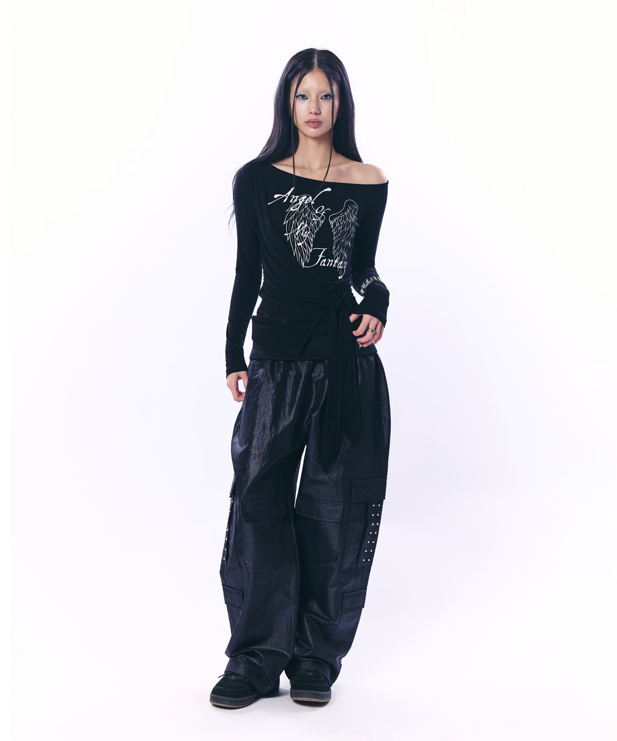 셋업이엑스이(SETUP-EXE) MULTI-POCKET STUDDED PANTS / BLACK
