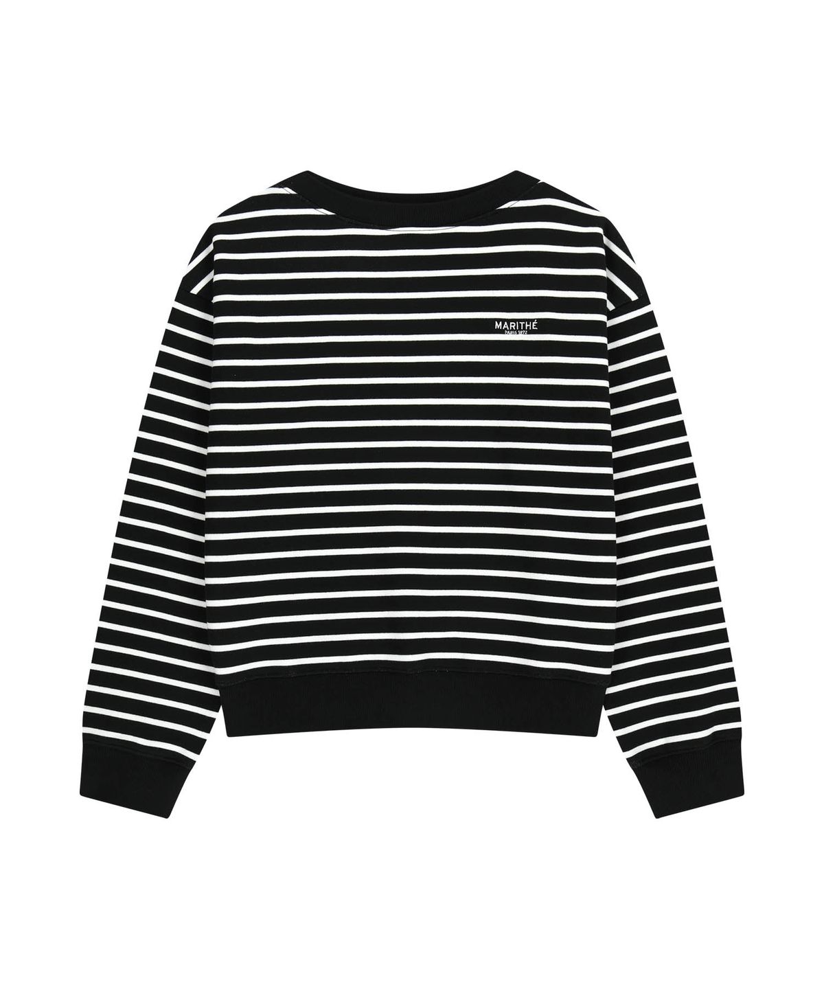 마리떼 프랑소와 저버(MARITHÉ + FRANҪOIS GIRBAUD) W STRIPE BOATNECK CROP SWEATSHIRT black
